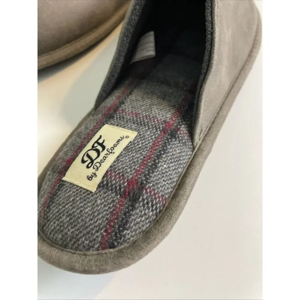 Mens DF By Dearform Slip On House Slippers, Dark Heather Grey, XL 13-14